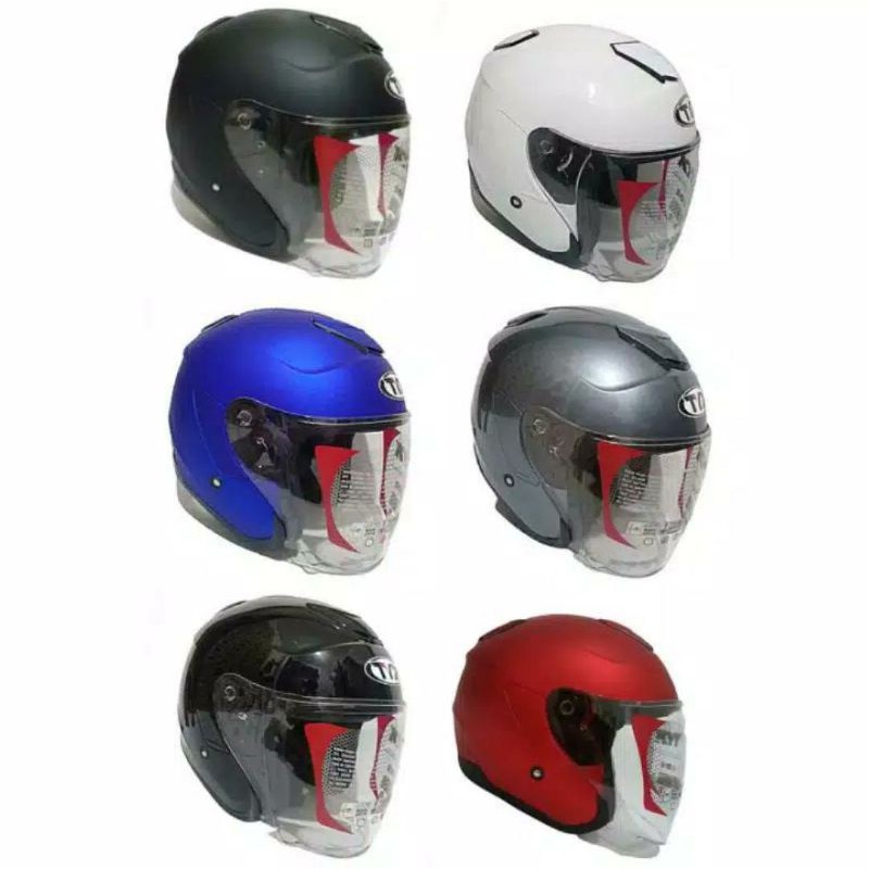 Helm KYT KYOTO Putih SOLID Hitam Merah Doff Gunmet Black Glossy Biru Doff Merah Ferarri Original KYT