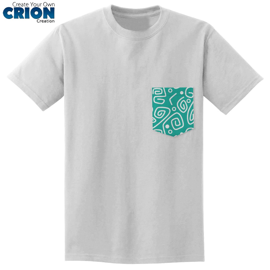 Crion Casual Tees Rounded Lines Pocket Pattern - Kaos dengan Kantong