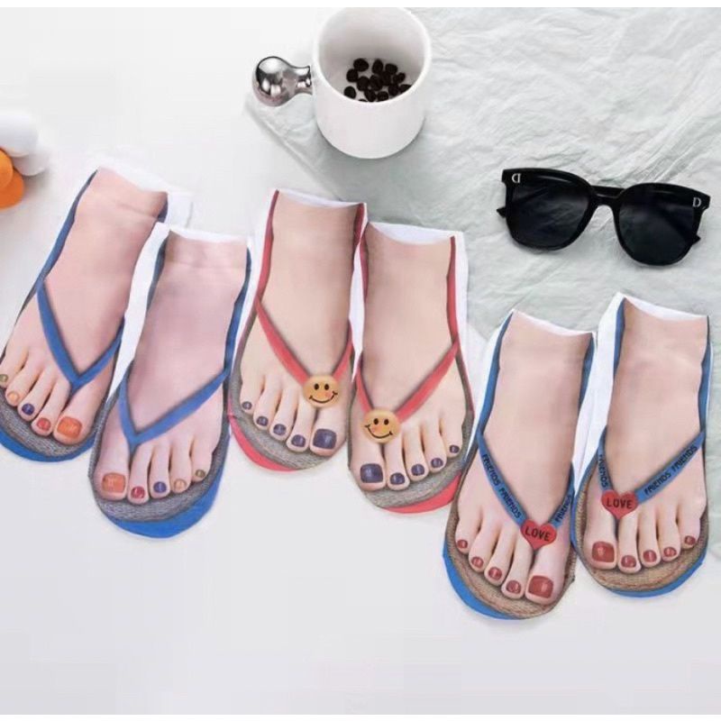 kaos kaki viral tiktok yang kece motif kaki sandal jepit bahan adem