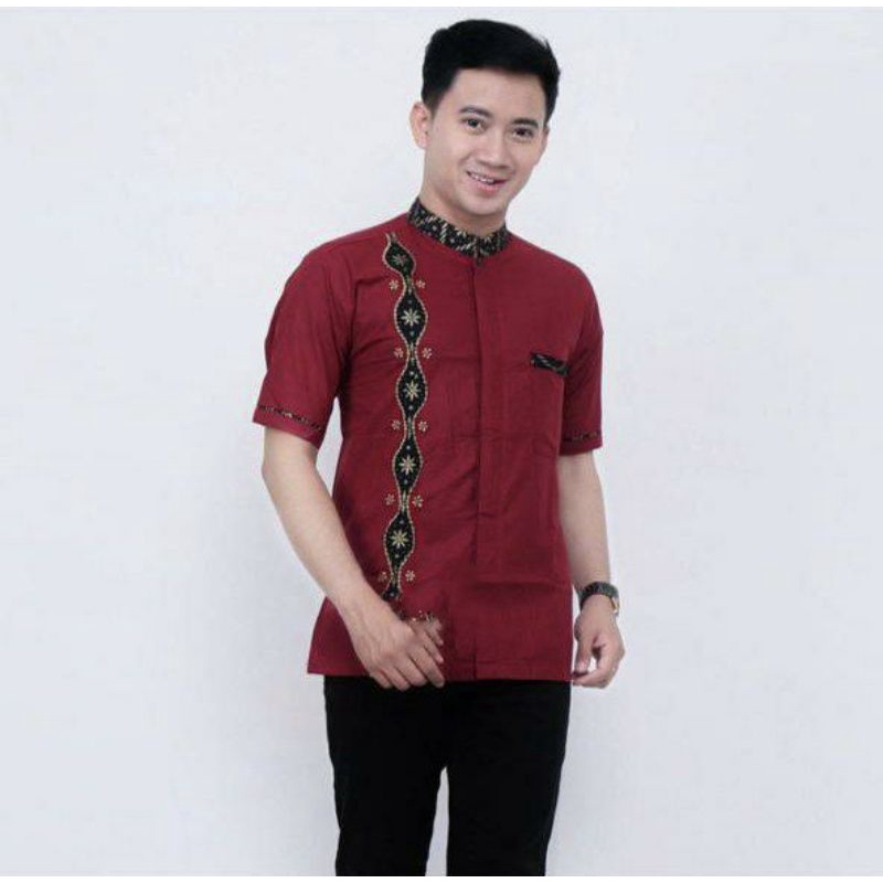 KOKO BATIK FASHION MUSLIM KOMBINASI CO7 AL HARAMAIN ABU M/L/XL DEWASA