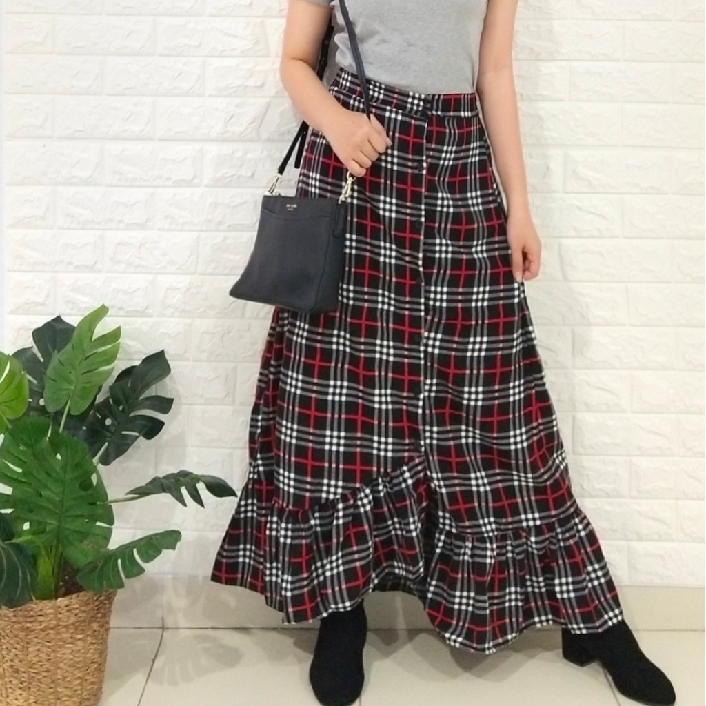 ROK KOTAK BUEBERRY PANJANG #GLFASHION