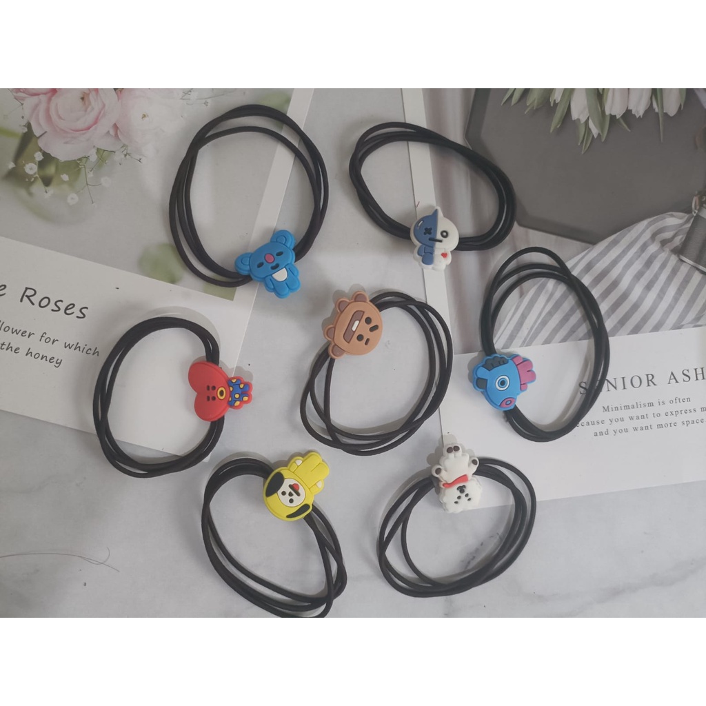 Karet Gelang BT21 BTS Murah/Ikat Rambut BTS 21 bisa Jadi Gelang KARET KOREA MOTIF KARTUN BTS LUCU