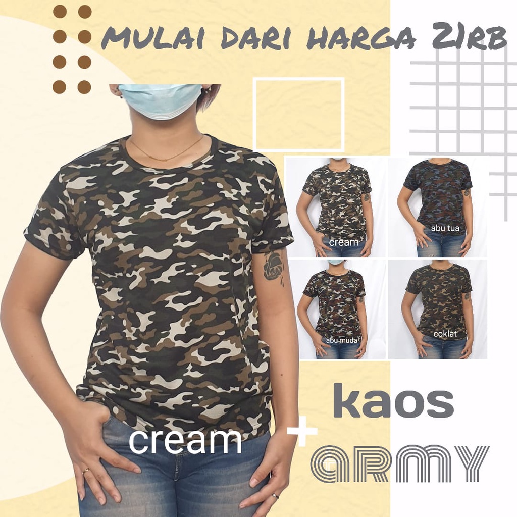 KAOS LORENG WANITA/KAOS ARMY WANITA/KAOS MURAH