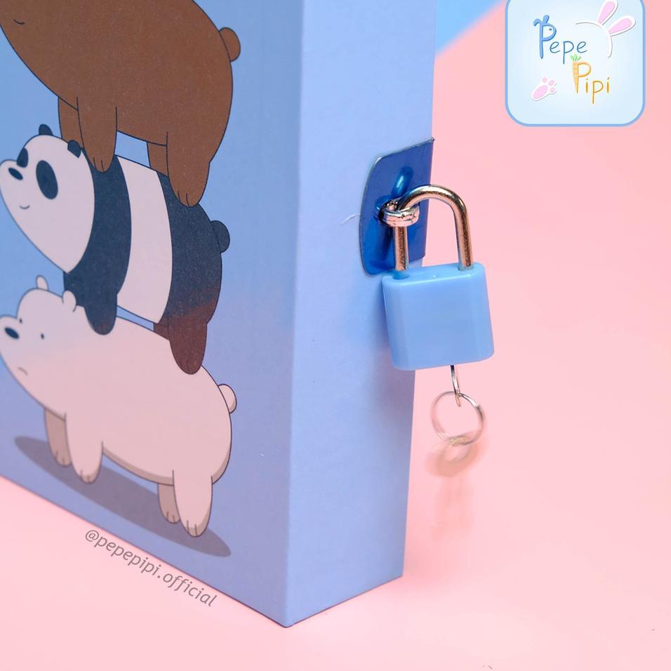 

[PRODUK 0P7E8] Buku Diary WBB We Bare Bear Note Book Dengan Kunci Gembok Tebal SJA