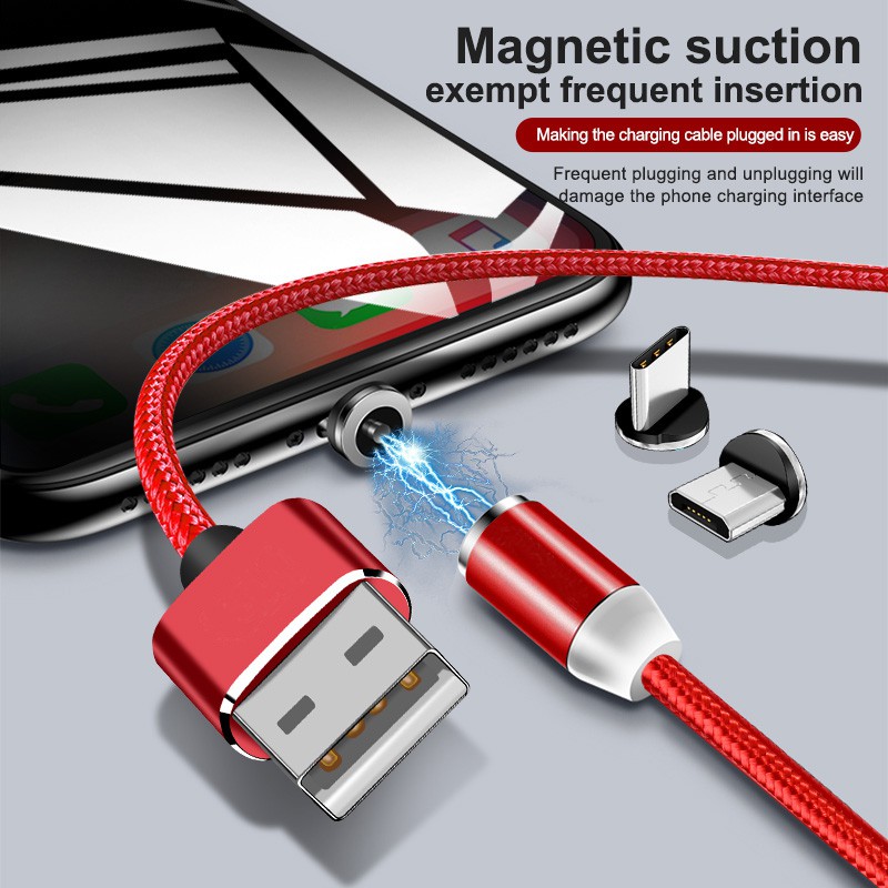 Kabel Data / Charger Micro USB Magnetik Fast Charging untuk iPhone / Huawei / oppo / Xiaomi