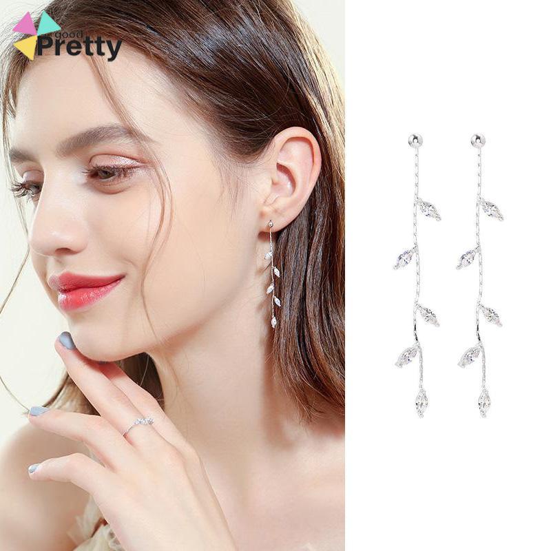 S925 Silver Willow Earrings Wanita Temperamen Anting Rumbai Panjang Sederhana - PD