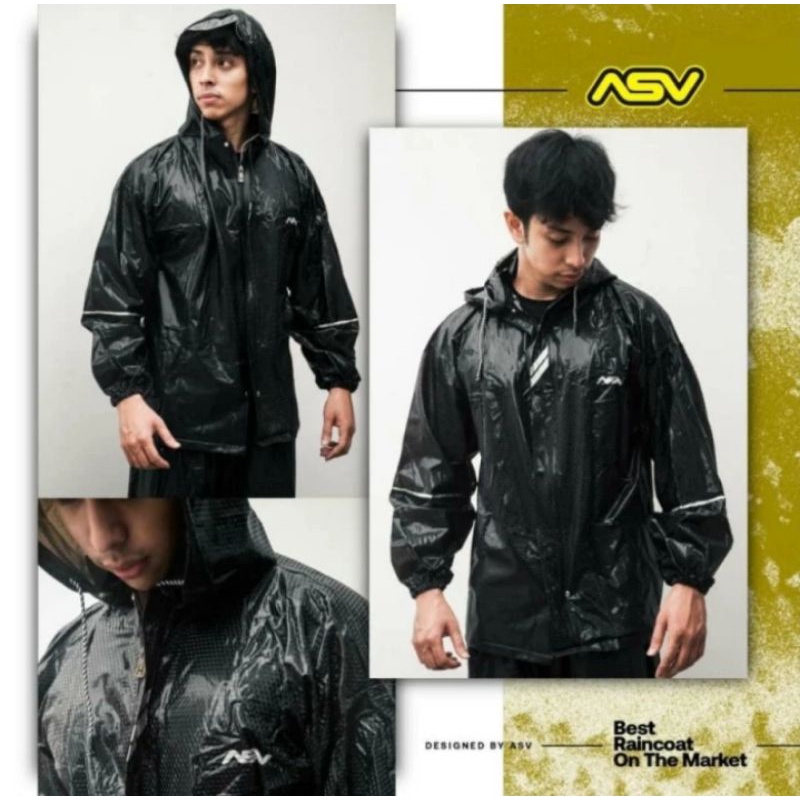 Jas Hujan Pria Wanita Dewasa ASV 4 Setelan Jaket Celana Anti Air Waterproof Mantel Nyaman Dipakai