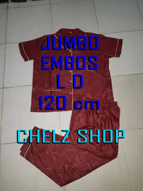 Baju Tidur Wanita/Cewek Piyama Pajamas Satin Embos Jumbo Big Size Murah