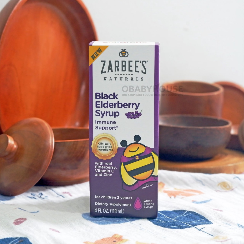 Zarbee's Black Elderberry Syrup with Real Elderberry Vitamin C and Zinc For Children 2 Years + 118 ml