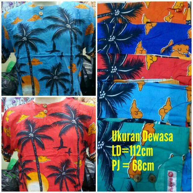 PRODUK UNGGULAN Baju Bali Unisex Corak Kelapa Pantai Hawaii