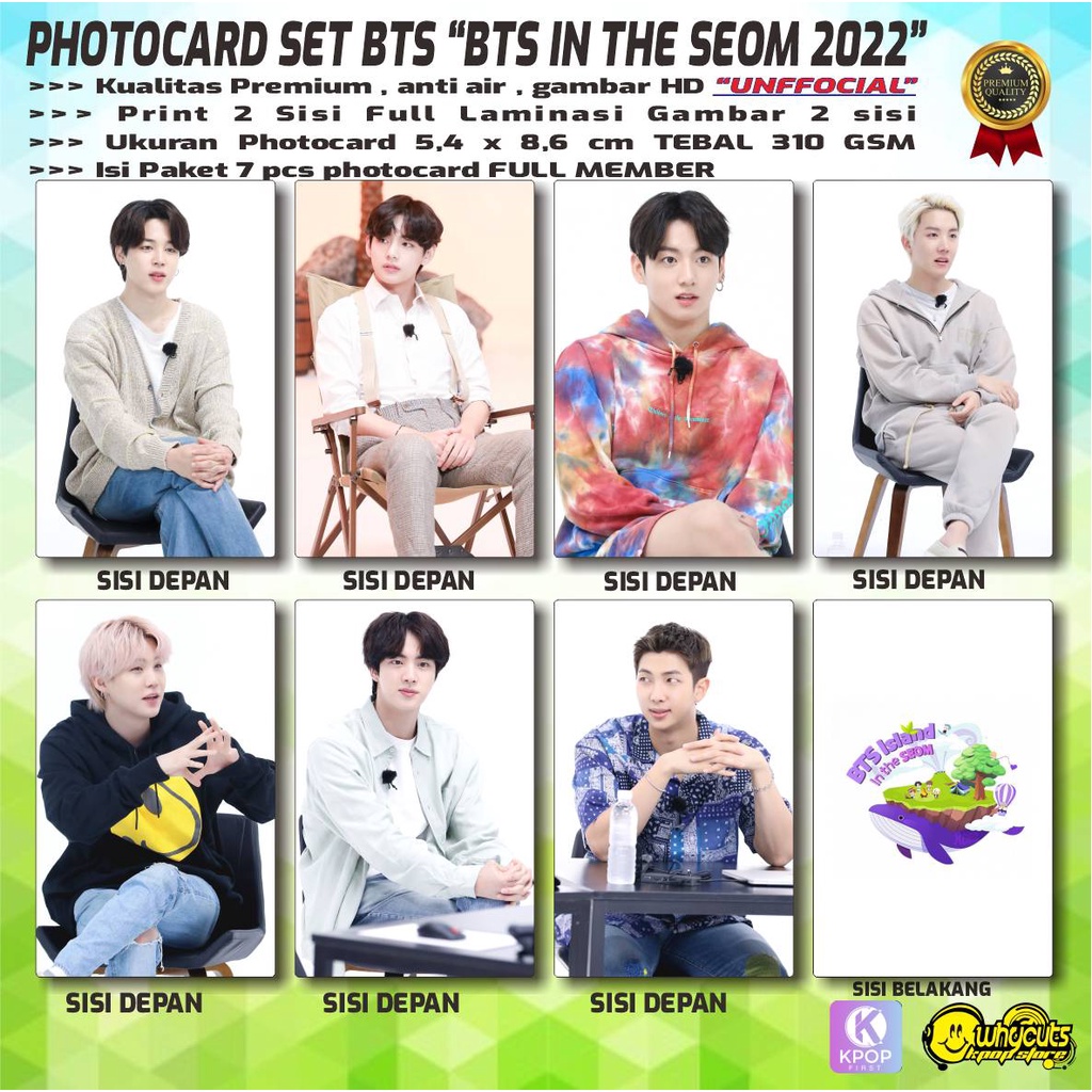 PHOTOCARD  SET PC KPOP PREMIUM BTS UNOFFICIAL  IN THE SEOM / MAP OF THE SOUL ONE / FILM VIEWER / PRINT 2 SISI FULL SUPER GLOSSY / ANTI AIR / ISI 7 PCS FULL SET