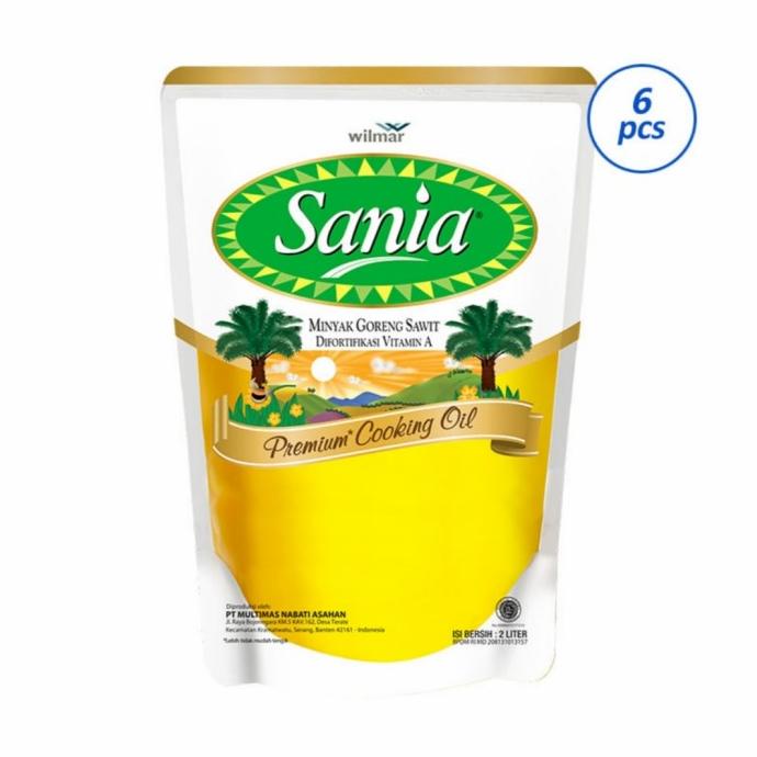 

Sania Premimium Minyak goreng Pouch 2Lx6 Pcs 1 dus