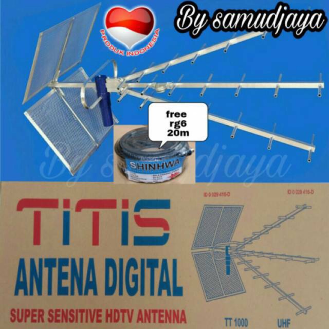 Antena tv titis tt 1000/ antena tv digital/antena luar outdoor dan kabel rg6 20 meter