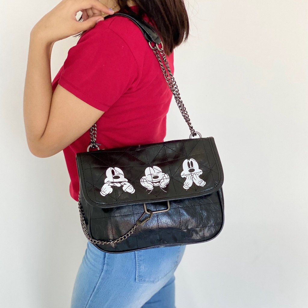 ZR ZARA TAS BAHU CHAIN MICKEY MOUSE DISNEY SOFT ROCKER CROSSBODY BAG 01059