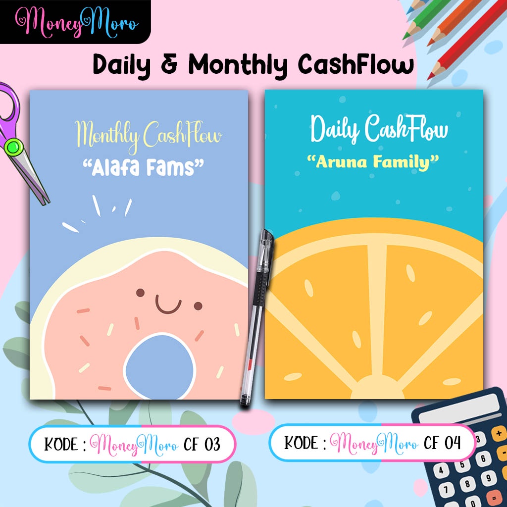 

MoneyMoro 03-04 Buku Catatan CashFlow / Financial Planner / Daily CashFlow / Monthly CashFlow