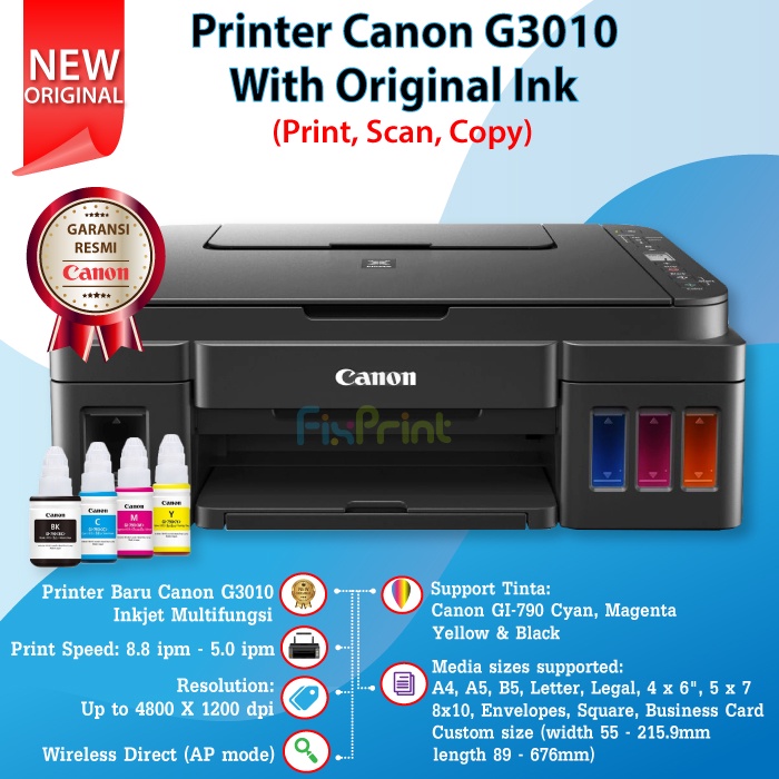 Printer Canon G3010 G3010 G3020 All in One Print Scan Copy WiFi