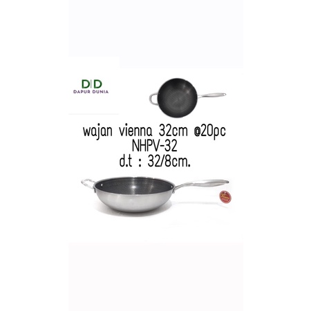 Wajan stainless vienna stirwok 32cm / 34cm ( honeycomb )