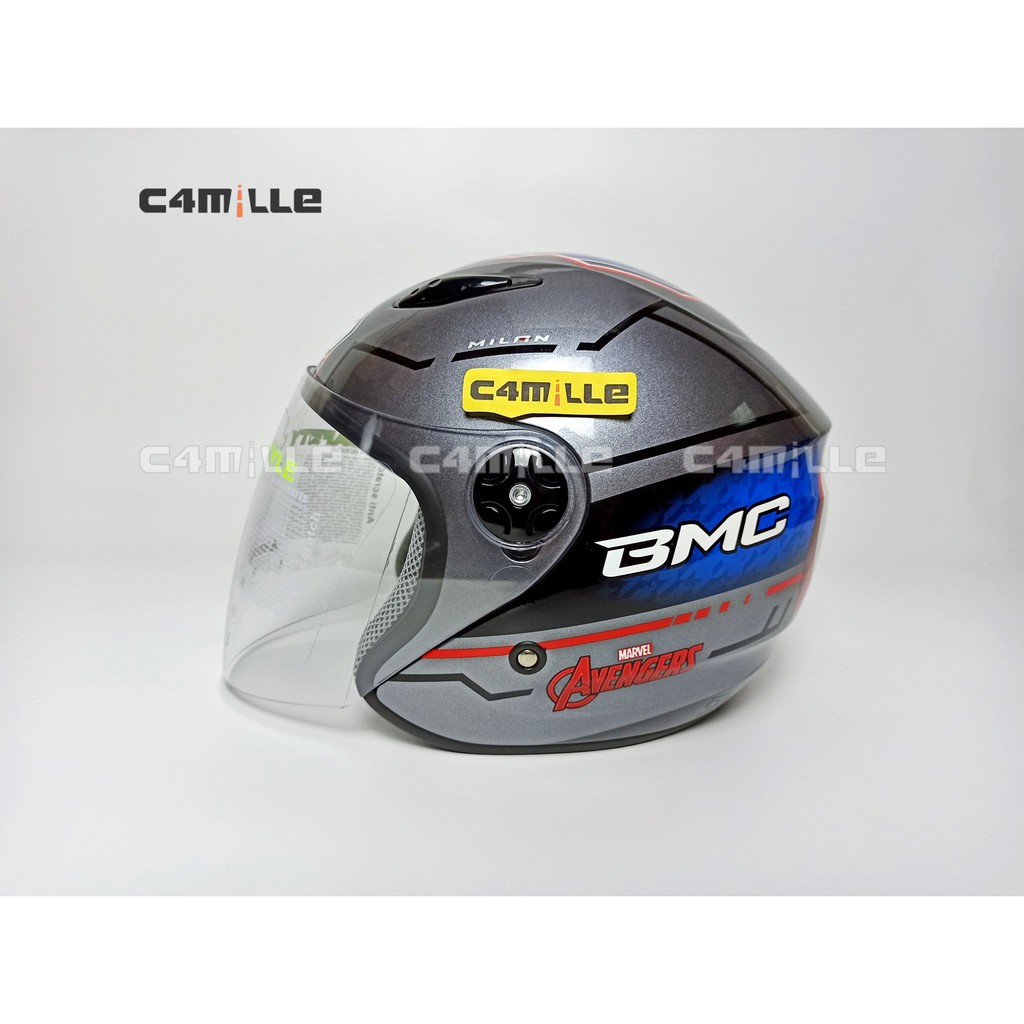 HELM BMC MILAN AVENGER CAPTAIN AMERICA #02 GRAPHIC METALIC HALF FACE-1