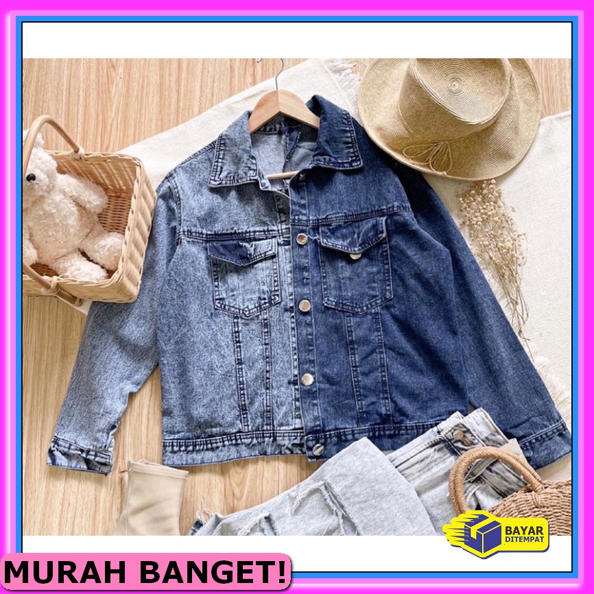 Jaket Jeans Wanita Oversize Sobek Ripped Import Jacket Jins Ko261 NY862 Oversize Scent Combi Jacke