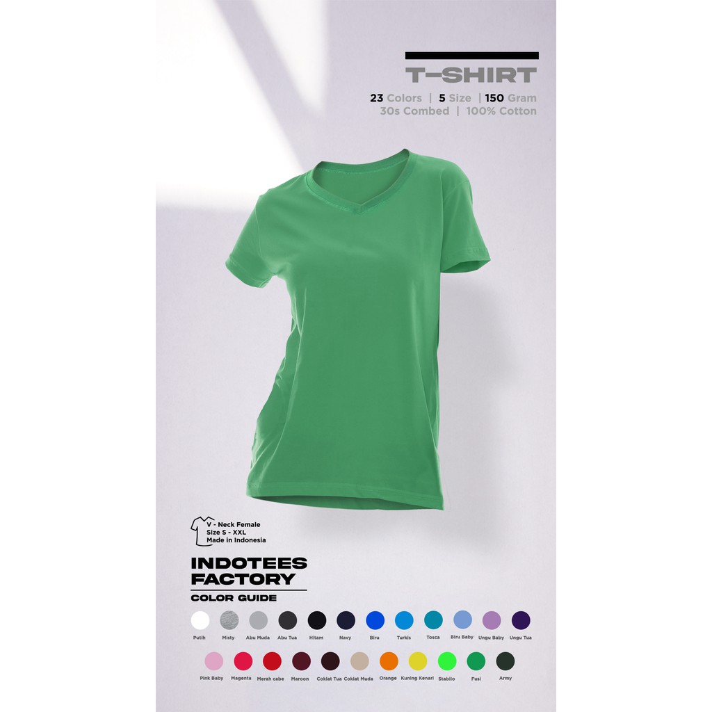 30s Kaos Polos Vneck Wanita XS-XXL TSHIRT Cewek, V NECK Combed Jumbo V-NECK