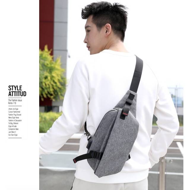 LJY21 Tas Selempang New Trendy Top USB Port Sling Bag Diskon Murah Brand New TKM