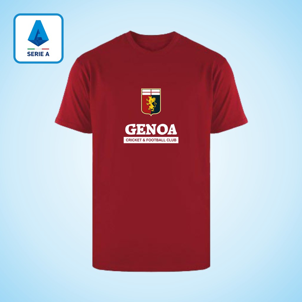 Kaos Distro Premium Genoa, Oblong katun Liga Italia Fans Serie A supporter Tifosi Italy Azzuri