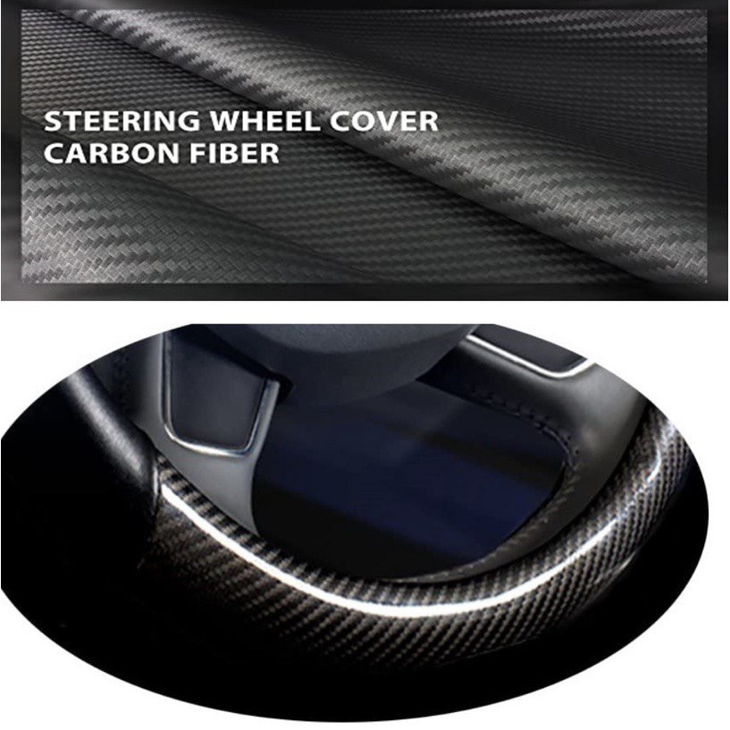 Sarung Stir Steer Cover Kulit Domba Asli Carbon Premium Quality Racing Aksesoris Interior Mobil Setir New 2022