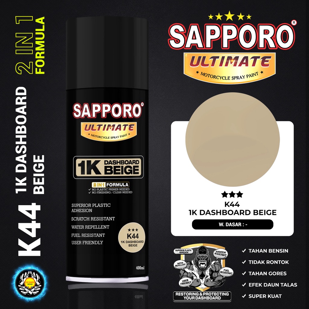 SAPPORO ULTIMATE K44 1K DASHBOARD BEIGE WARNA CREAM DASBOR ASLI MERCEDES BENZ CAT SEMPROT 400 ML COA