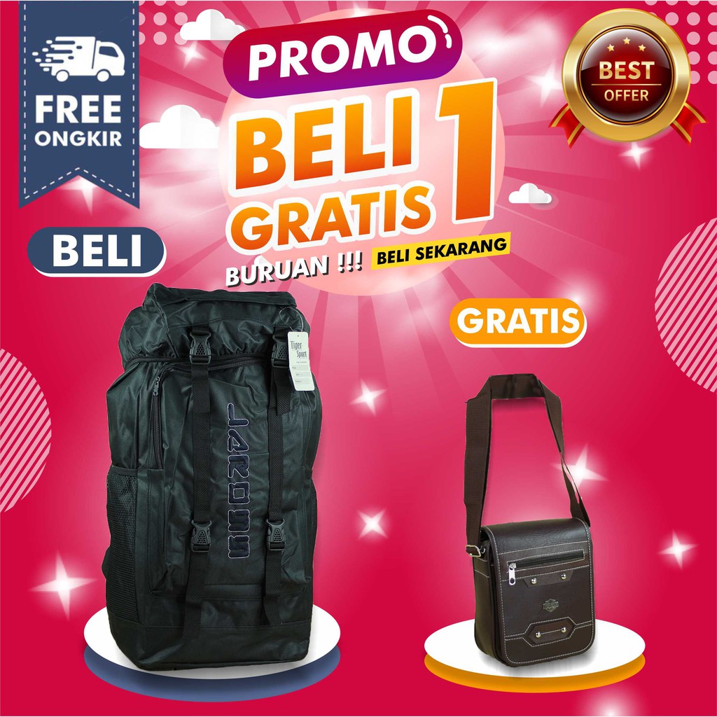 BELI 1 GRATIS 1 TAS GUNUNG RANSEL CARIER OUTDOOR TRAVEL KUAT AWET FREE SELEMPANG PRIA KEREN AWET