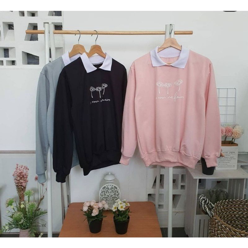 GSC - SWEATER OVERSIZE NO RAIN NO FLOWER / SWEATER WANITA TERBARU KERAH