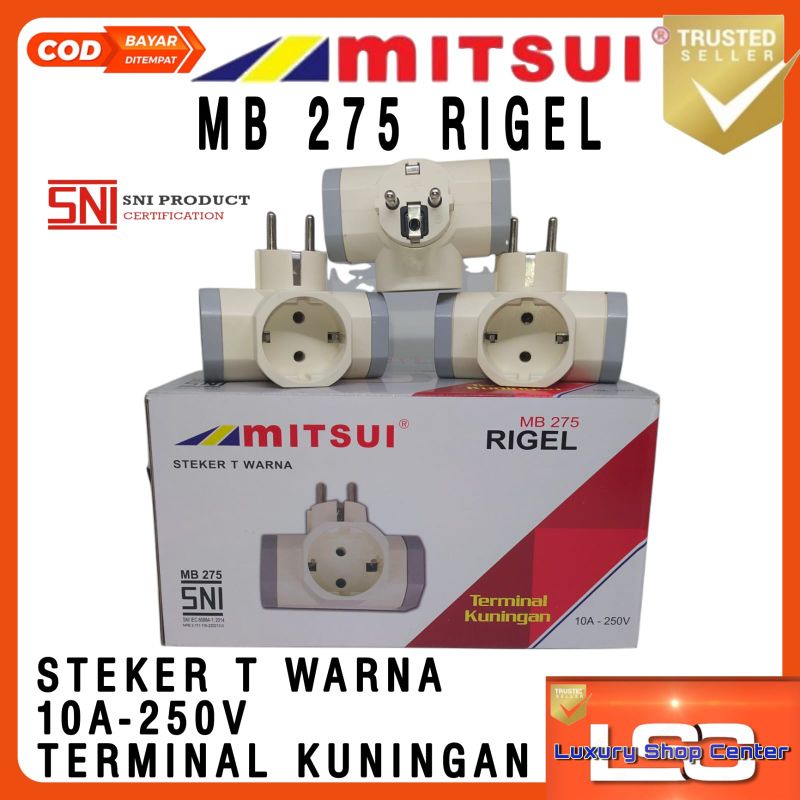 Steker T arder 3 cabang colokan Mitsui Rigel steker MB275 stop kontak T