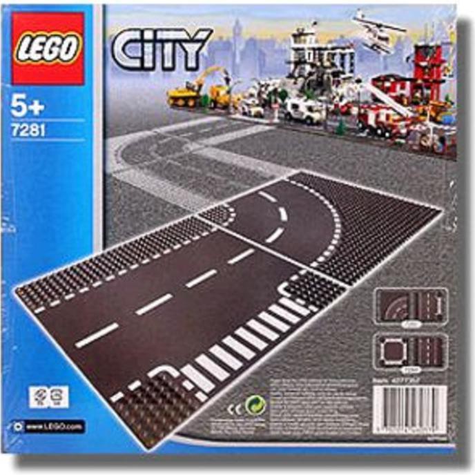 SALE LEGO # 7281 CITY - SUPPLEMENTAL_T-JUNCTION & CURVED ROAD PLATES Good Quality