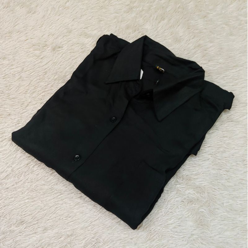 Kemeja Wanita Oversize Rayon Twill Premium Jumbo dan Standar-XL - Hitam KK
