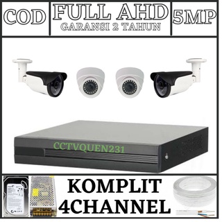 PAKET CCTV FULL AHD 4 CHANNEL 5 MP IR SONY 1080P HDD 500GB KOMPLIT TINGGAL PASANG