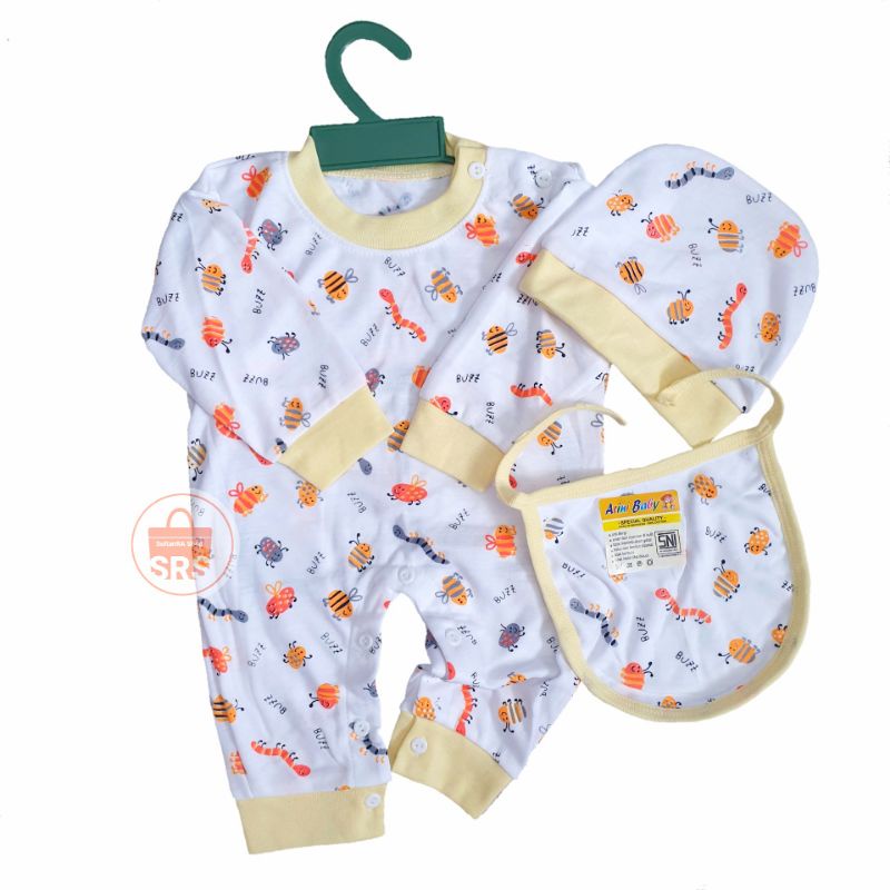 Set Jumper + Topi + Celemek Bayi MG SNI 0-9 Bulan Anti Alergi Baju Kodok Bayi Newborn SLEEPSUIT SET