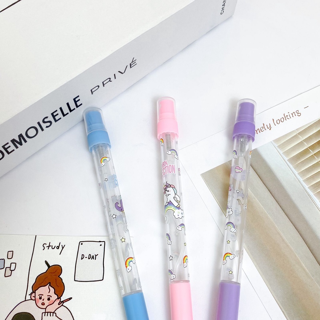 

PEN SPRAY FULL BODY UNICORN / PULPEN GEL TINTA HITAM MINI PERFUME SPRAY FULLBODY BOTTLE MOTIF KUDA UNICORN ALAT TULIS LUCU