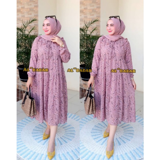 BISA [COD] GAMIS CERUTY DRESS MIDI MOTIF BUNGA / DRES MIDI CERUTY BABY DOLL MODEL TER BARU/MIDI DRES MOTIF BUNGA