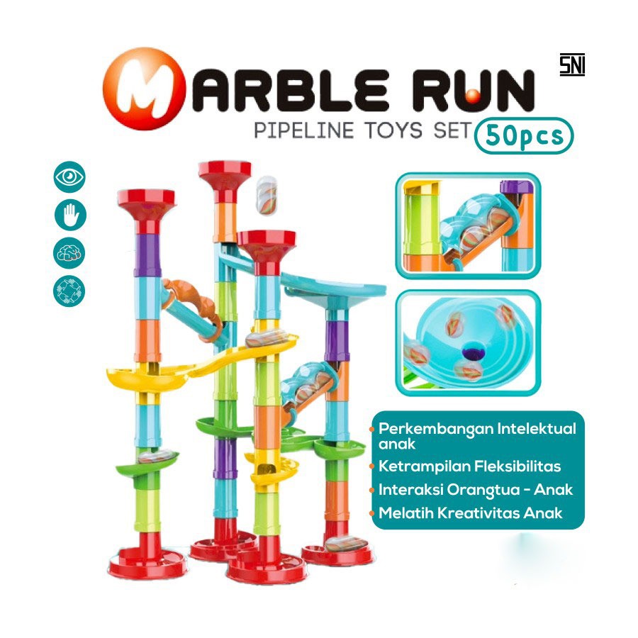 Mainan Anak Marble Run Pipa Pipeline Toys Set Bola Kelereng DIY 93 pcs