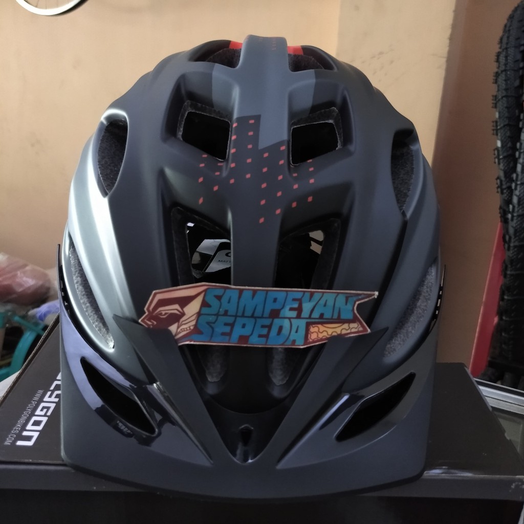 Helm MTB Polygon CLIFF doff warna grey orange atau abu orange