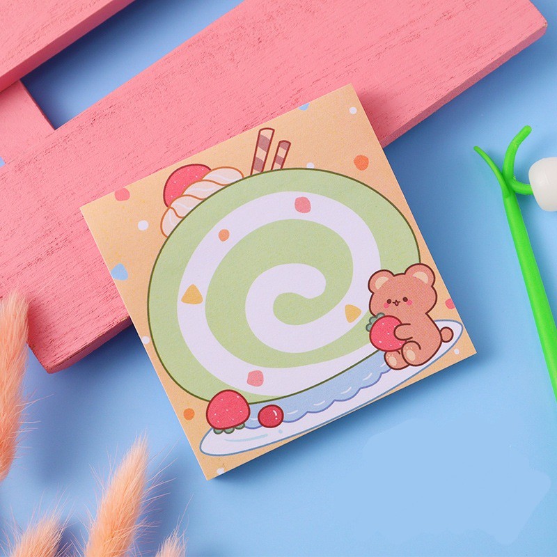 STIKY NOTES LUCU MEMO PAD BERUANG COKLAT tema kue-Matcha cake