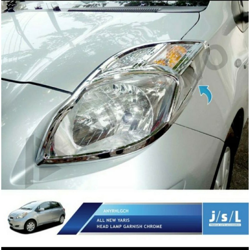 Toyota Yaris Garnis Lampu Depan Head Lamp Garnish Cover Chrome