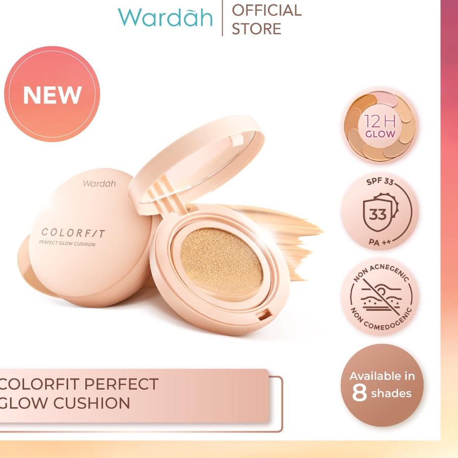[ProdukM7C] Wardah Colorfit Perfect Glow Cushion SPF 33 PA++ - Bedak Tahan 12 Jam Ready banyak