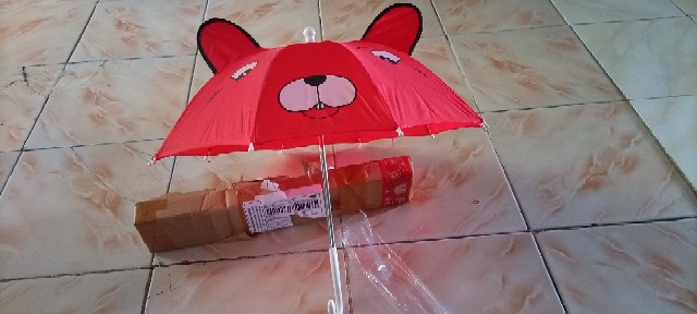 Payung Anak Karakter Kucing/ Payung Mainan/ Payung Motif Animal Kuping Kecil