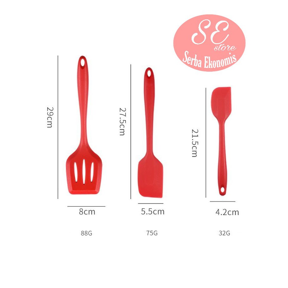 Silvertech 1 set Silikon spatula isi 5 Spatula Cooking BPA- Set Aneka Warna By Serba Ekonomis