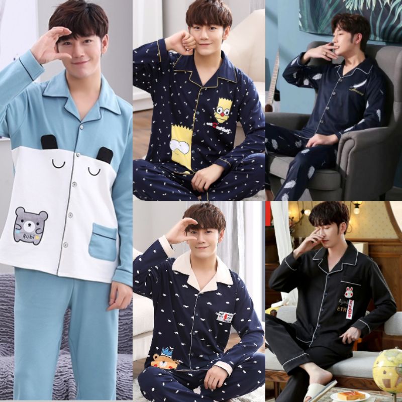 SETELAN BAJU PIYAMA SET BAJU TIDUR PRIA DEWASA PP PANJANG IMPORT PREMIUM STELAN PIAMA ANAK LAKI LAKI