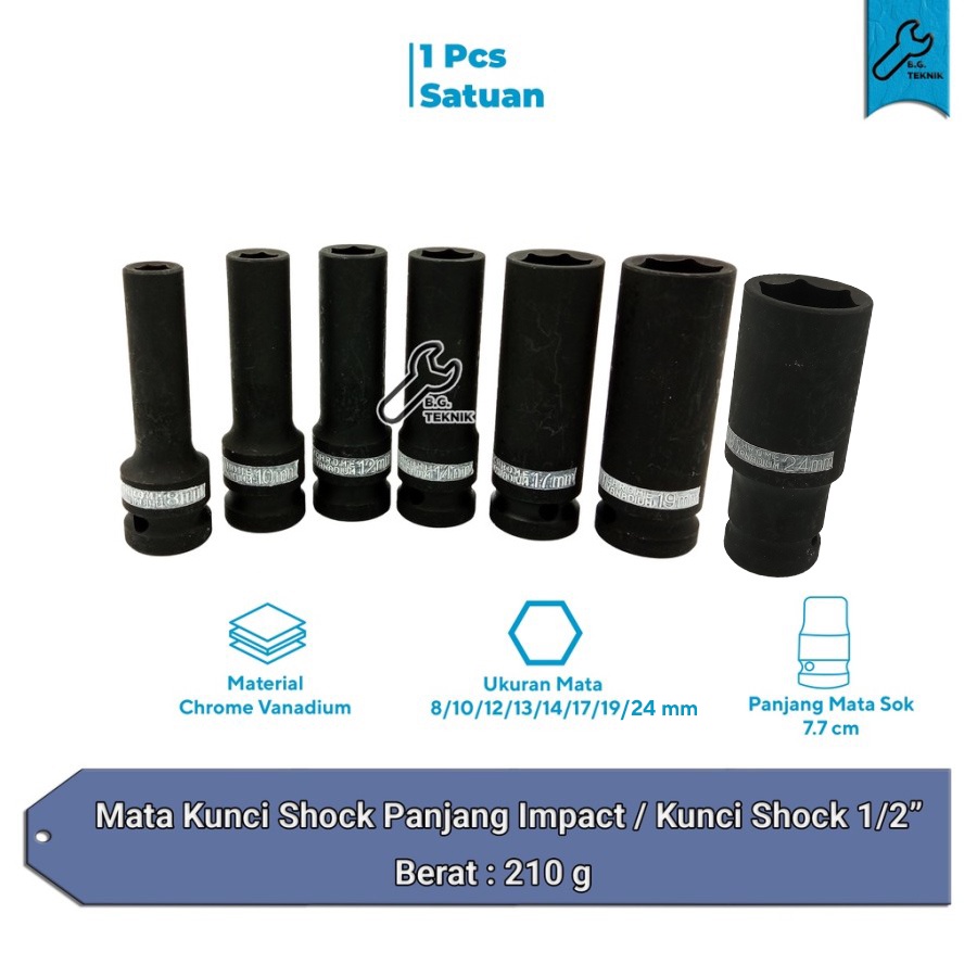 Impact Socket / Mata Kunci Sok Panjang Impact 1/2” [HONG TU]