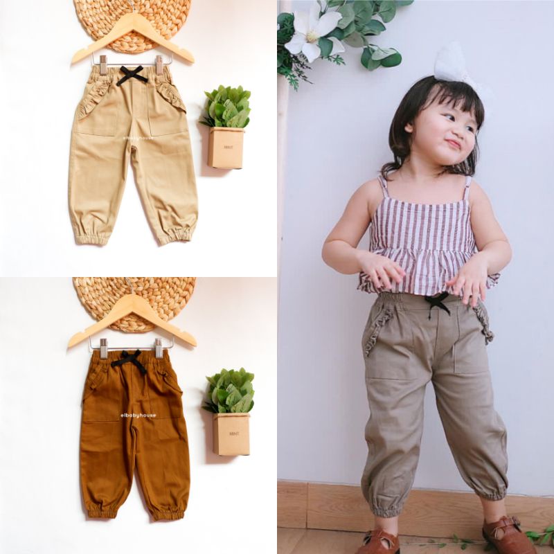Celana Panjang Anak Perempuan Joger Jogger Chino Cewe 1-5tahun