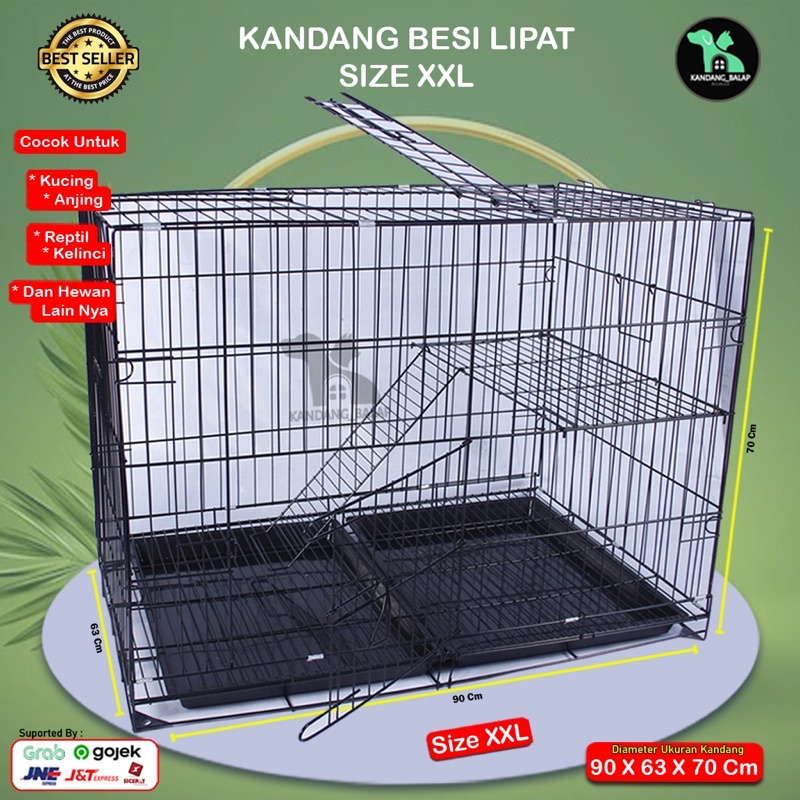 KANDANG BESI LIPAT SIZE XXL JUMBO (90x63x70) KANDANG KUCING,ANJING,PUPIES DLL