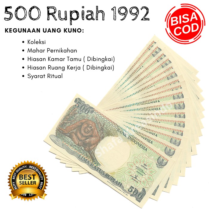 Uang asli Uang Kuno Uang mahar Uang kertas uang langka Uang kuno rupiah 500 Rupiah kertas 1992