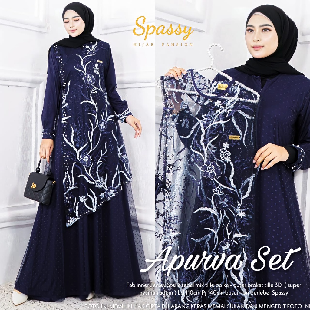 [[ BISA COD ]] TIDAK ORI UANG KEMBALI - ORI BERLABEL SPASSY - APURVA SET | GAMIS SPASSY ORI